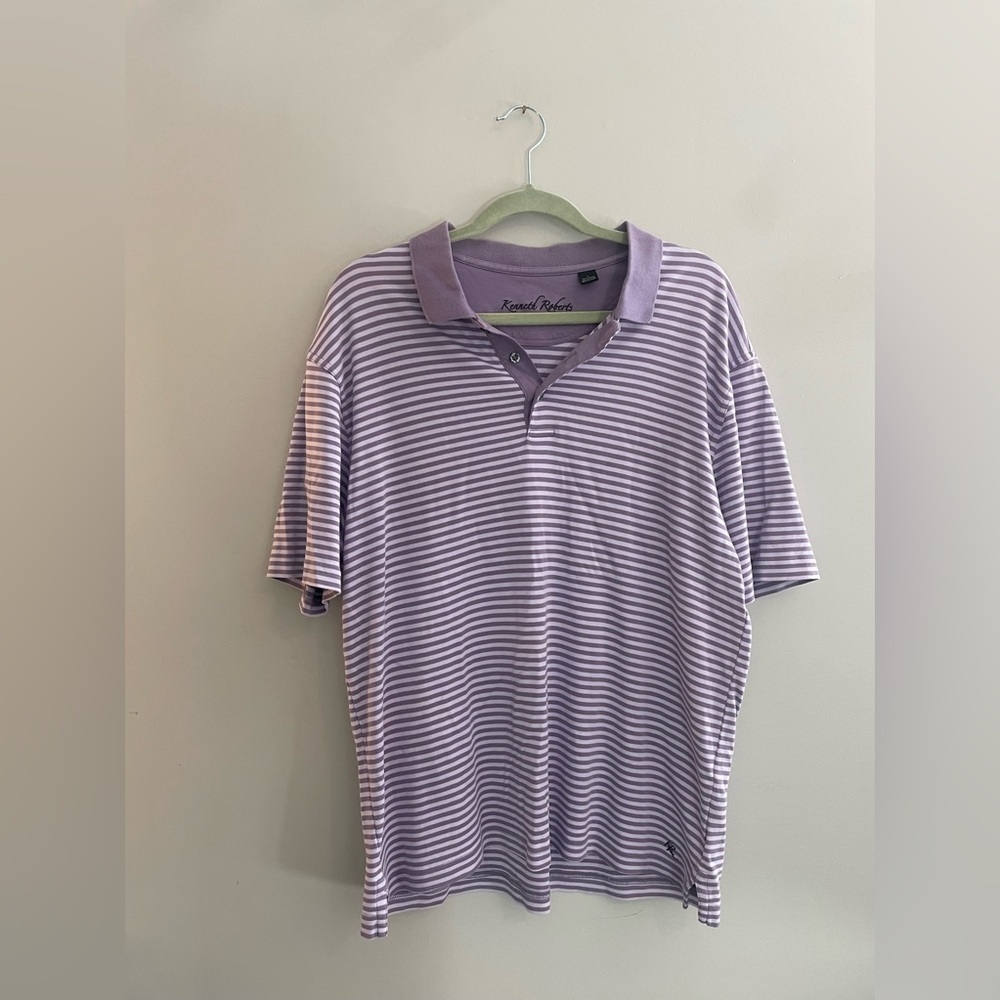 Kenneth Rogers Two Toned Purple Striped Golf Shirt Polo